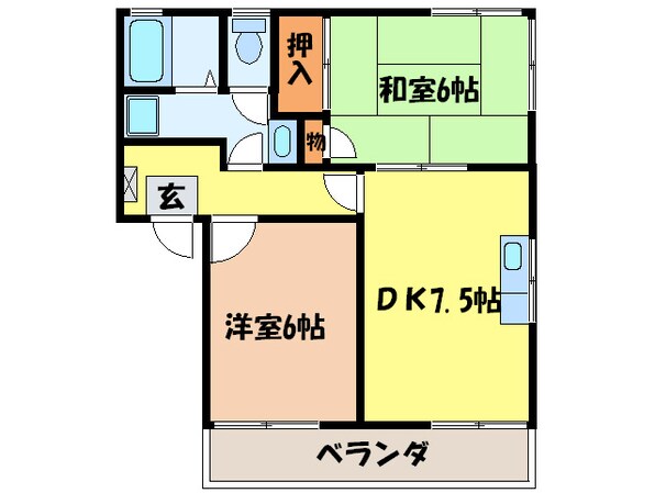 ハミングハイツＡ棟の物件間取画像